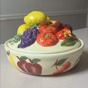 Colorful Fruit Ceramic Covered Dish